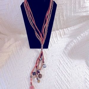 Chico’s Earth-Tones Fabric Necklace with Charms